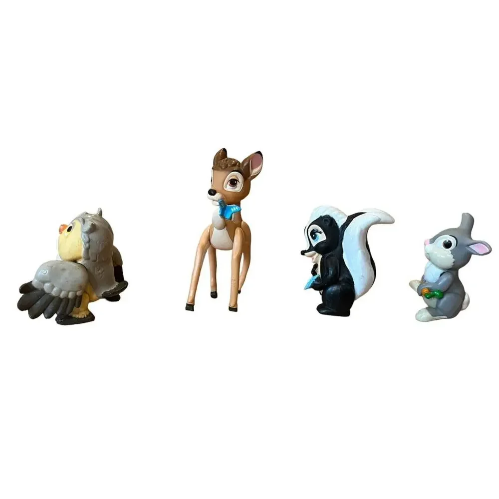 Bambi 4 Pc Lot Deer Friend Owl Flower Skunk Thumper Bunny PVC Figures Disney PW